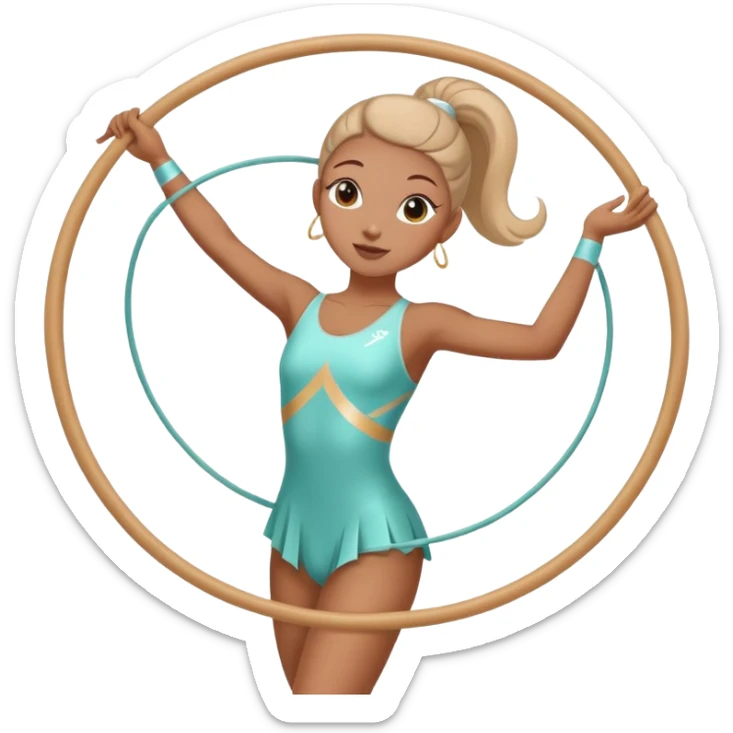 A rhytmic gymnastic gymnast Who is doing an enjambé with a hoop in her hands sticker