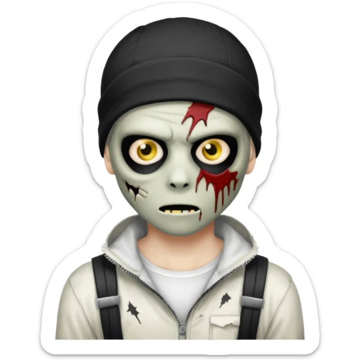 zombie boy with emo hair and white shirt with a ski mask on hair FROM Nike pra syna sticker