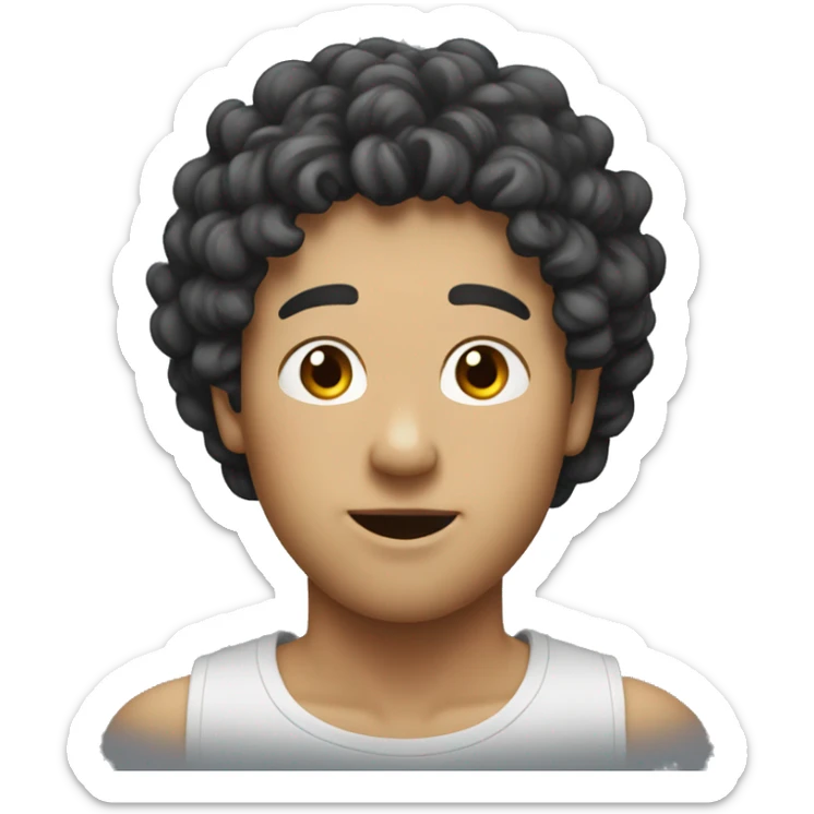 make an emoji of my chinese friend with a big back and a perm sticker
