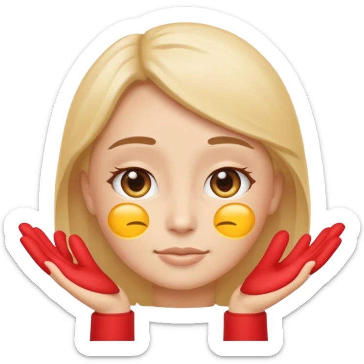 Minimal emoji representing reduced facial puffiness, soft hand gesture shaping the face contour, balanced and natural appearance, wellness-focused, simple and easy to understand
 sticker