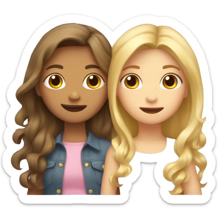 Hugs two girls one with blond long hair and the other one with short brown hair  sticker