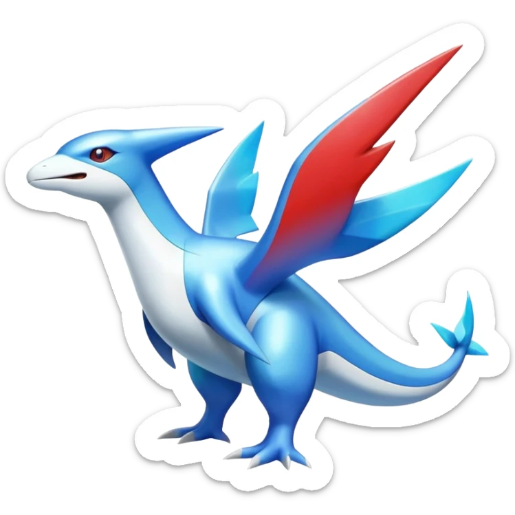Shiny Latios-Latias-Salamence-Koraidon-Fakémon-hybrid-creature (full body)  sticker