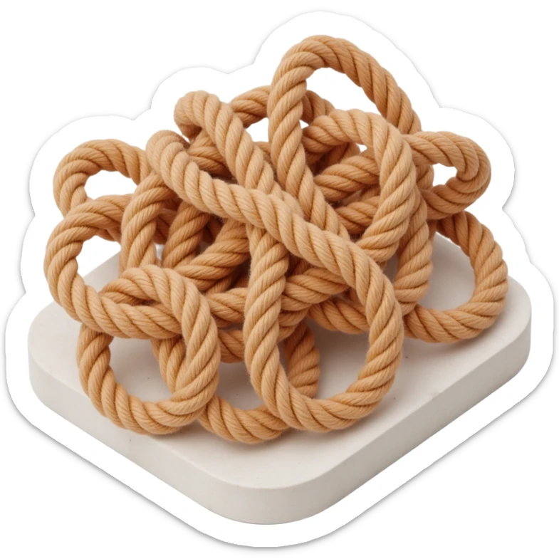 a chaotic knot of ropes, skeuomorphism style sticker