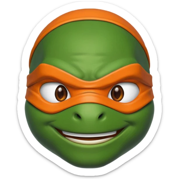 Michelangelo from Teenage Mutant Ninja Turtles, emoji style, head only, cute minimalistic style sticker