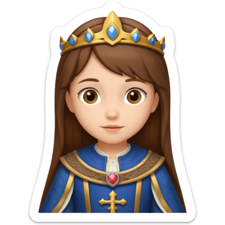 Petite fille brune à la peau blanche de 8 ans à l'époque du Moyen âge. sticker