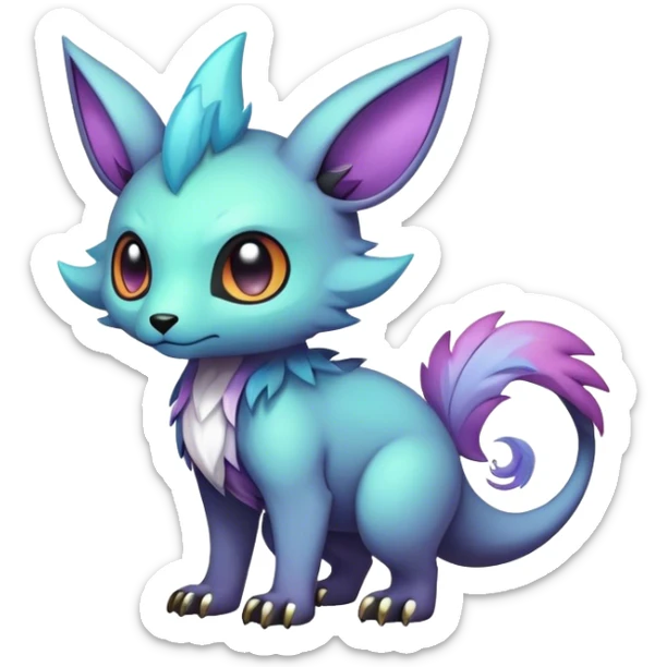 cool colorful dark pastel fantasy animal hybrid Fakemon full body sticker