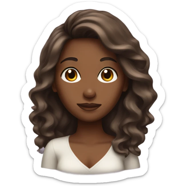 Brown skin girl with long blow out hair sticker