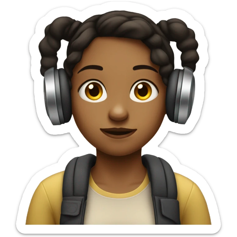 girl wearing normal clothes and listening to loud music, but not liking it sticker