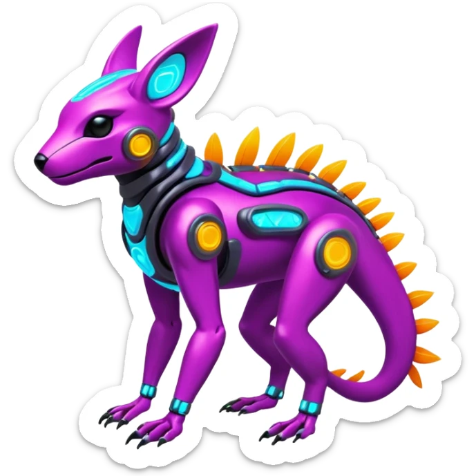 Tropical futuristic lush neon Fionbri-Vernid-Protogen-creature (full body) sticker