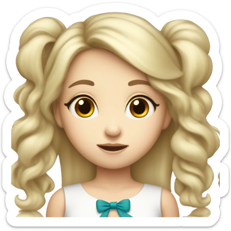 cute white girl with hush-cut and bang and a bow on the right sticker