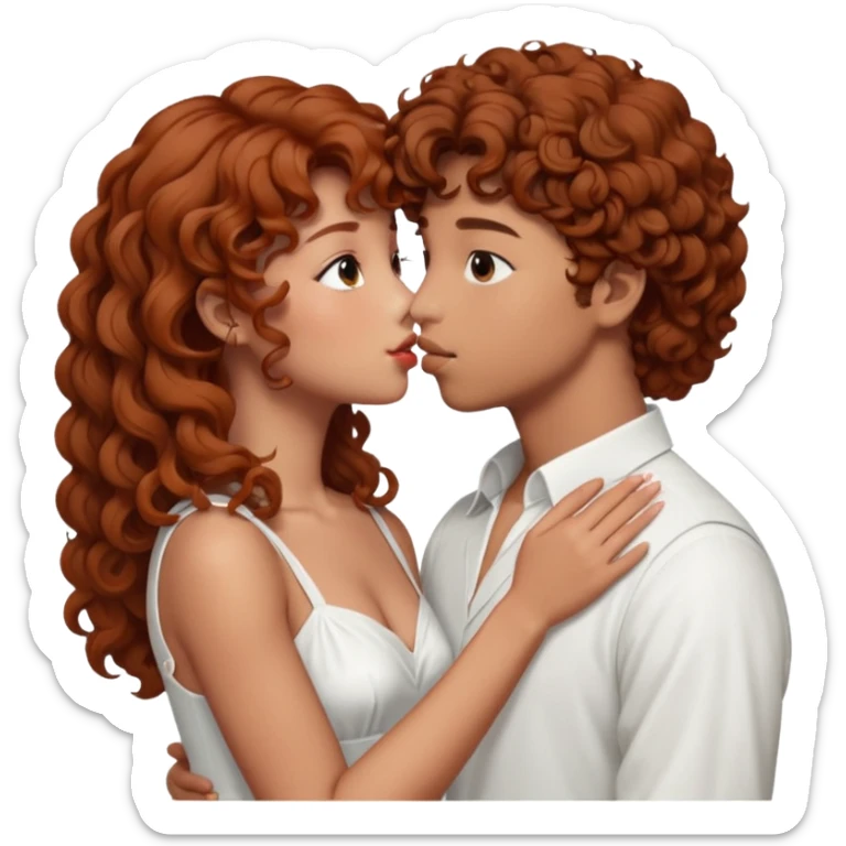 V de BTS qui fait un bisous a une fille avec des cheveux bouclé un peu rouge sticker