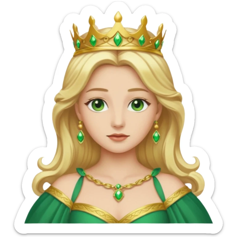 Queen Ozma from the Wizard of Oz with long blonde hair, green eyes and outfit  sticker