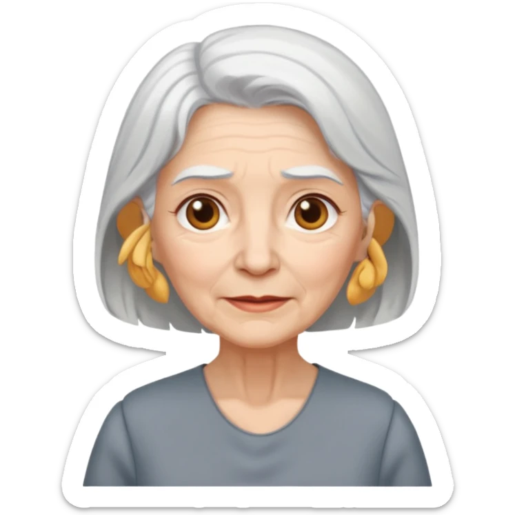 elderly woman white hair and gray dress sticker