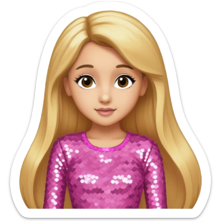 Ariana Grande with long golden blonde hair,  pink sequin outfit sticker