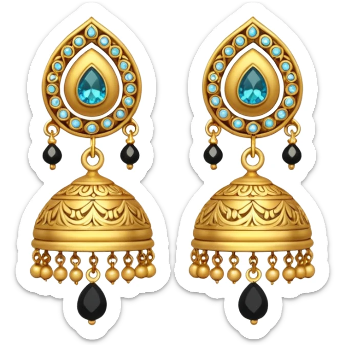 A small beautiful jhumka pair in golden color with very few stones sticker