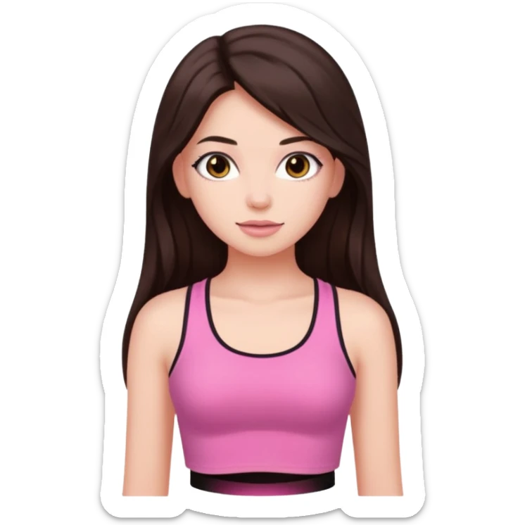 Azzyland with long dark brown hair, pink crop top sticker