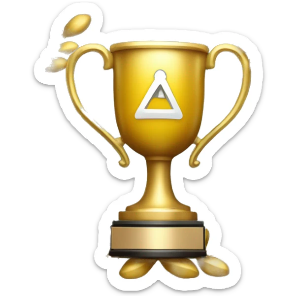 trophy with golden laurel wreth. small atoms and other symbols of chemistry and physic in background sticker