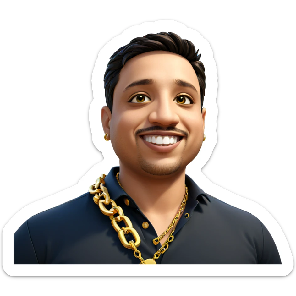 smiling boy with gold chain sticker
