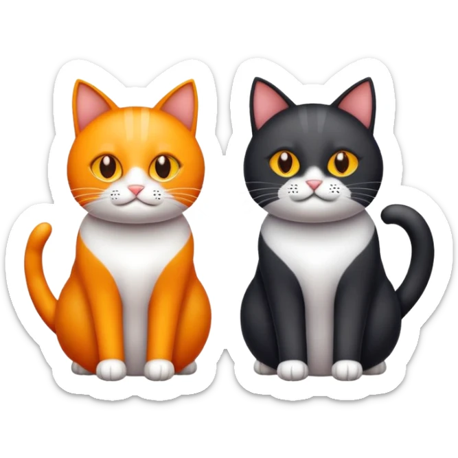 Gato naranja y gato negro del mismo tamaño  sticker