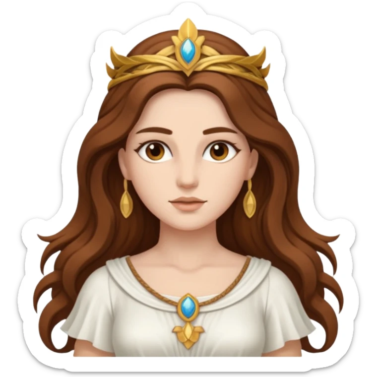 Libertas, Freedom Goddess from Rome Mythology with long brown hair, white outfit sticker