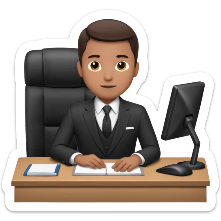 un recruteur à son bureau (l'image est tourné de 3/4) je veux une image qui soit de 3/4
 sticker