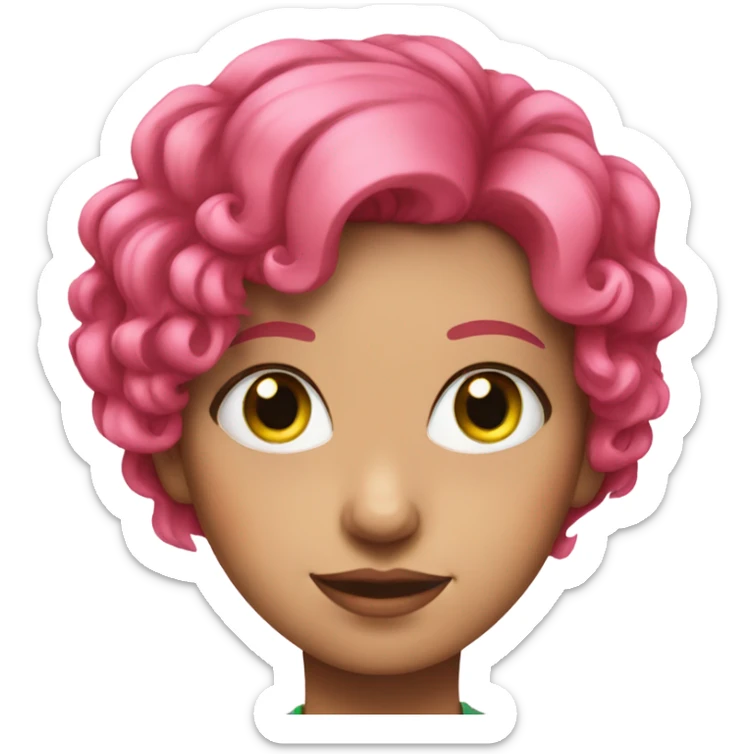 portrait of pink haired girl with green eyes  sticker