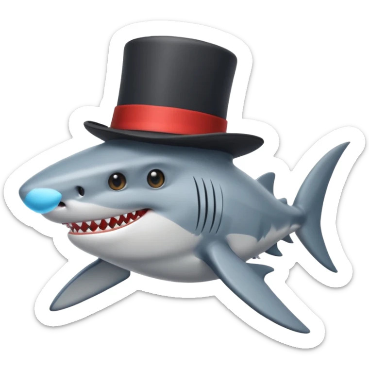 Shark with a top hat sticker