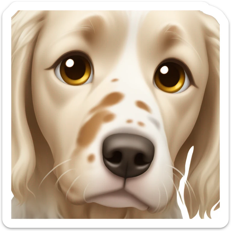 Cute Blonde girl with white and Brown english setter portrait sticker