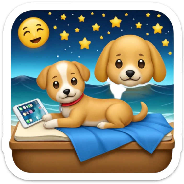 crea un emoji de buenas noches. Pon un texto : Buenas noches Javier y Tobi. Javier es una imagen de profesor y Tobi q sea imagen de un perro sticker