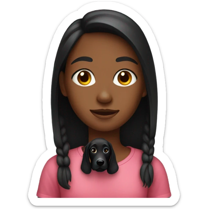 A girl and her black dog sticker