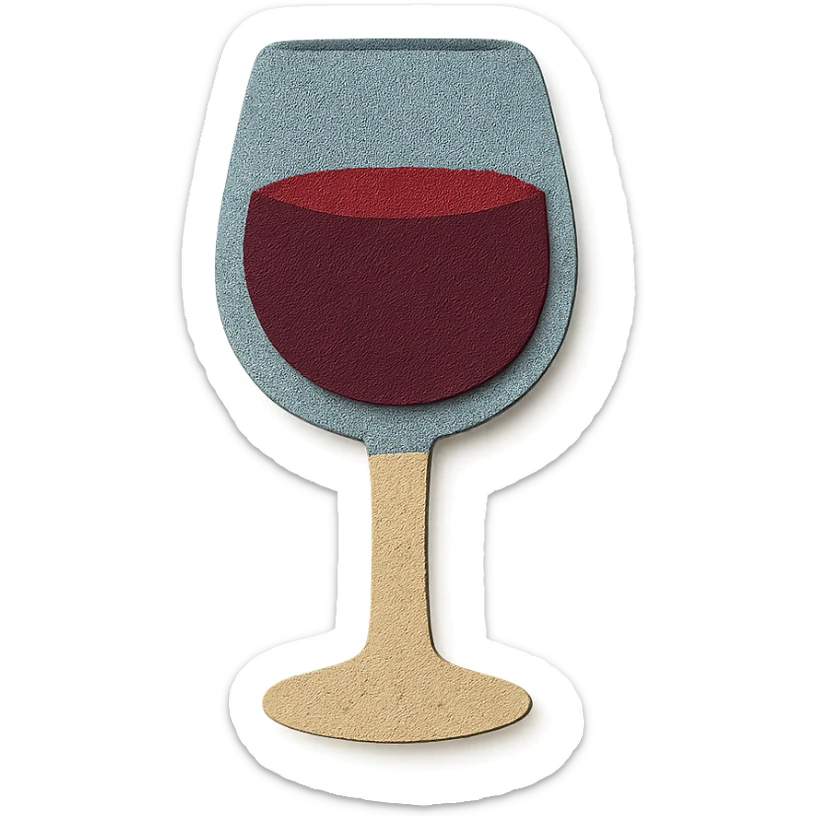 fortified wine icon, small wine glass (port wine glass) with dark colored wine, paper craft style, no background sticker