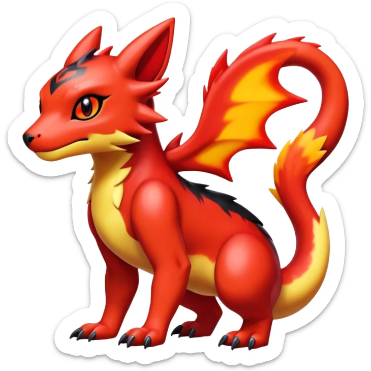 Cute Shiny Guilmon-Quilava-Salandit-Umbreon-Fakémon-hybrid-creature (full body)  sticker