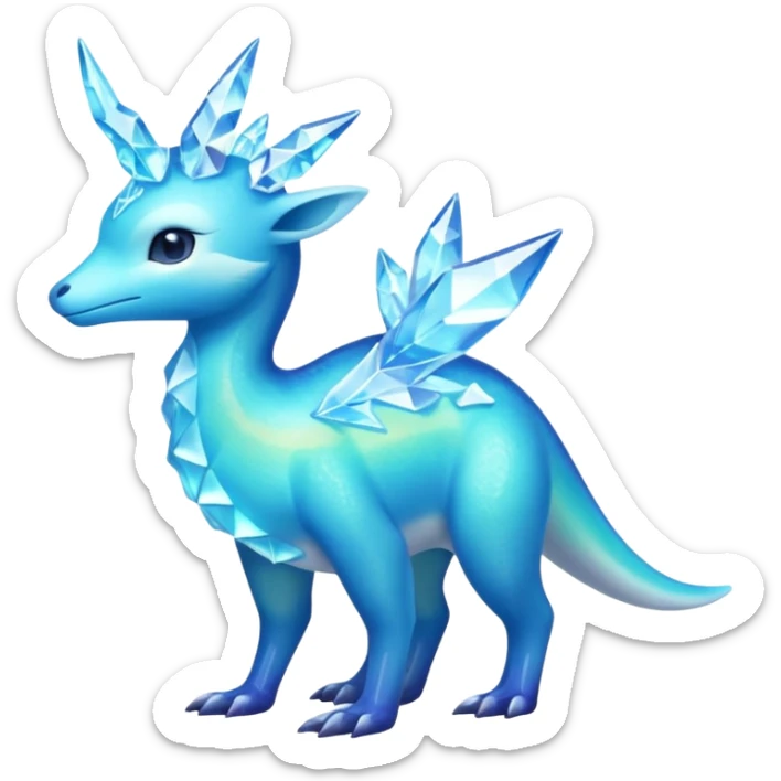 Shiny Exotic Colorful Amaura-Aurorus-Fakémon-hybrid-creature (full body)  sticker