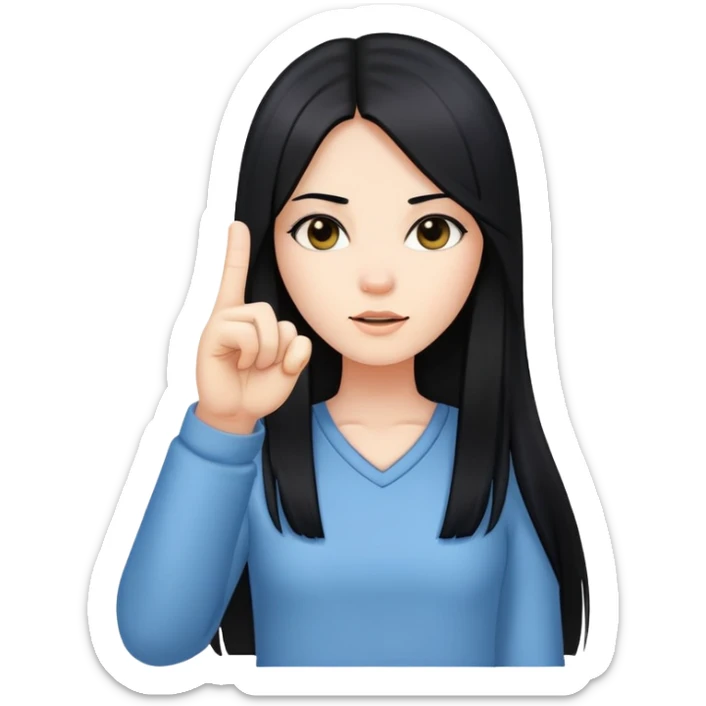 girl with long straight hair holding up middle finger sticker