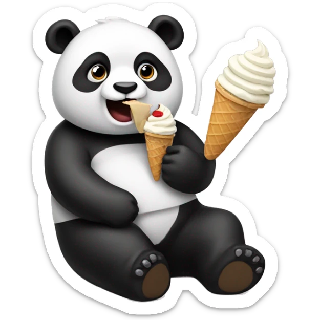 Panda eating ice cream sticker