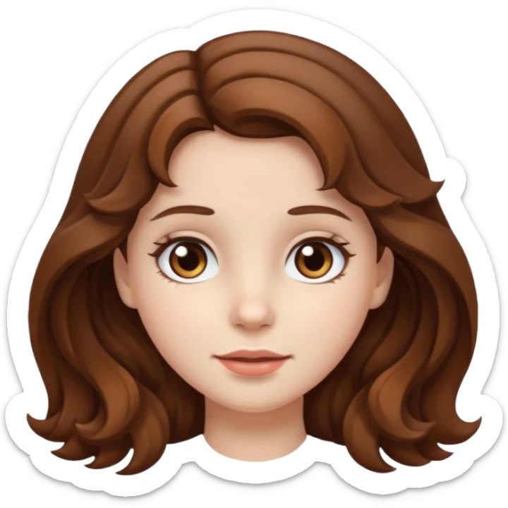 a girl with brown hair white skin wavy hair and brown eyes  sticker