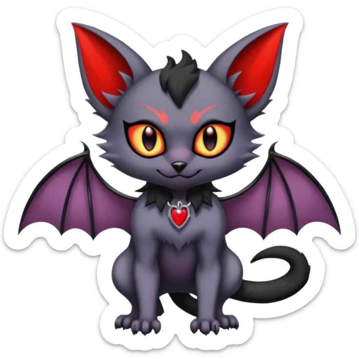 Vampiric Batty Noibat-Litten-Torracat-Lykoi-hybrid-fusion (full body) sticker