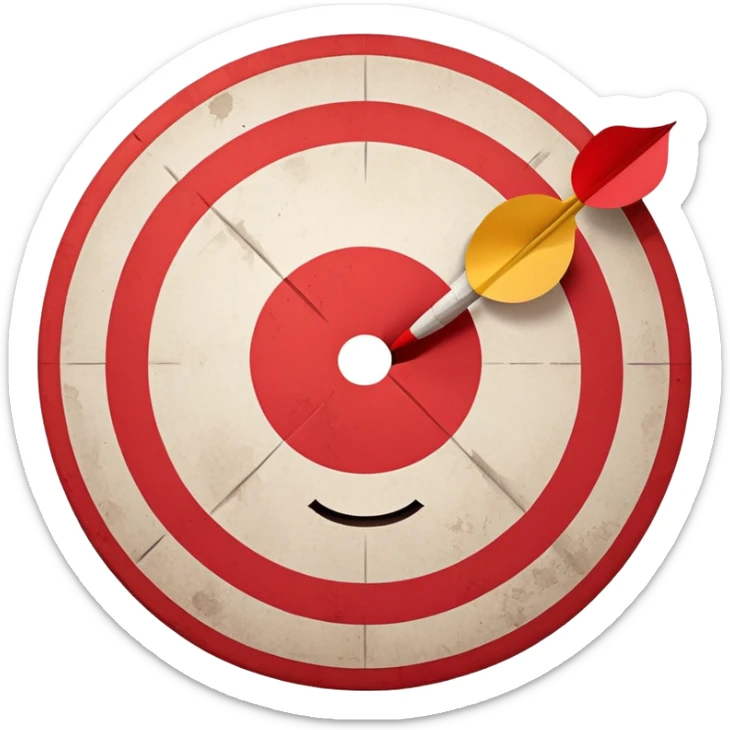 A target or bullseye with a painful face, representing a business pain point sticker