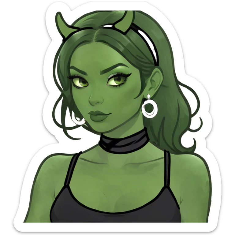 Tan Girl with black hair and sexy outfit  sticker