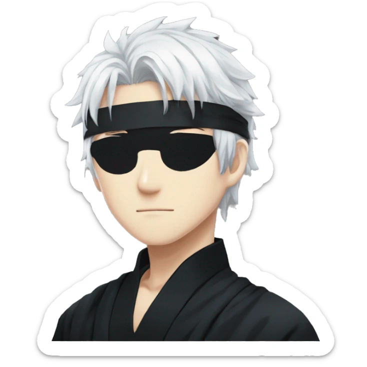 gojo satoru with white hair and black blindfold in jujutsu kaisen sticker