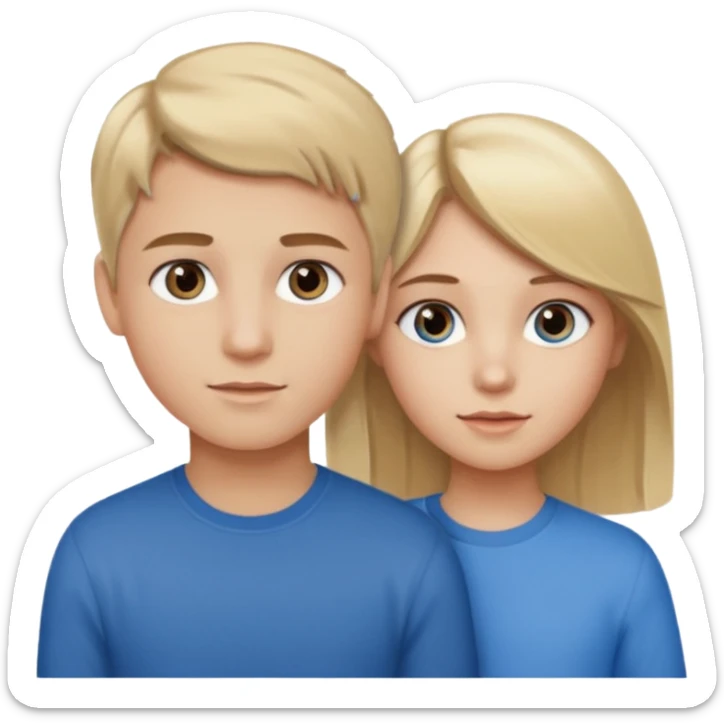 Girl with brown and blonde highlights with hazel eyes with a blonde hair blue eyed boy sticker