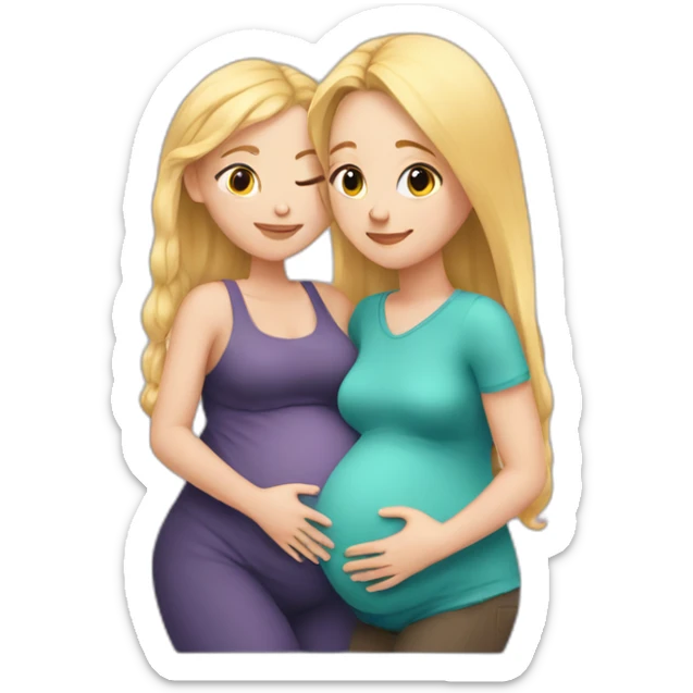 Girl with veownhugs a pregnant Girl with blond Hair sticker