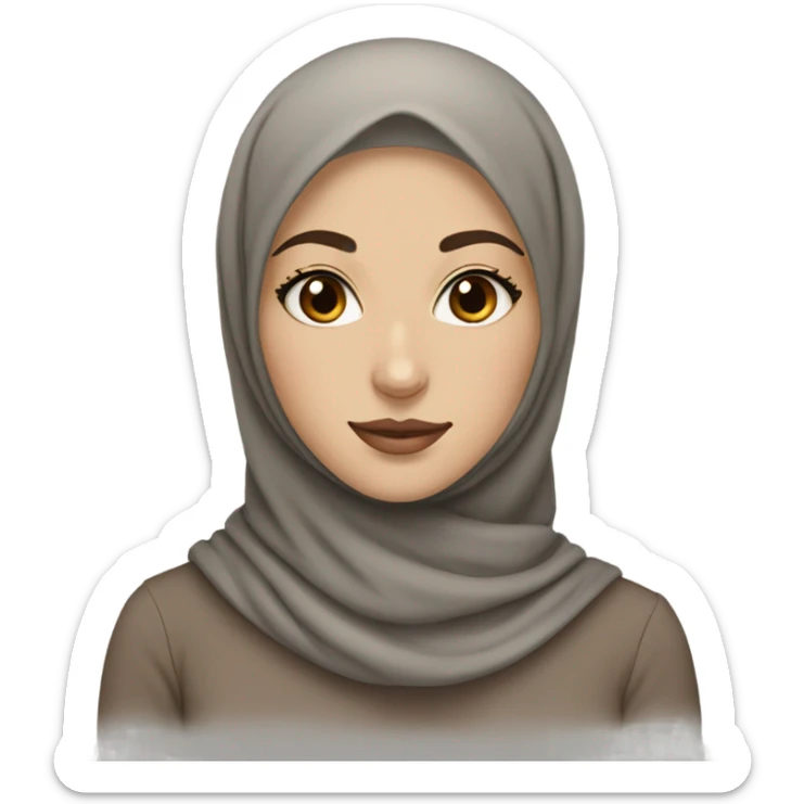 A hijabi with a white skin tone and brown eyes with long eyelashes  sticker