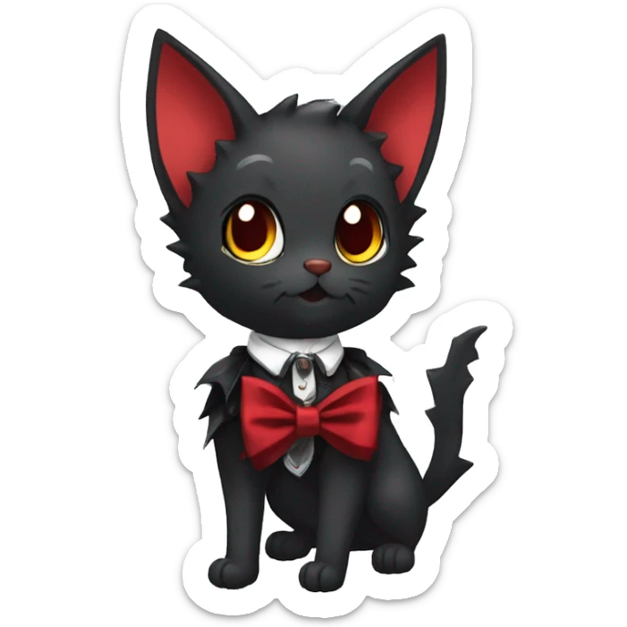 cool edgy elegant beautiful black punk red ethereal fantasy nargacuga-bat-cat-Fakemon collar harness bow tie full body sticker