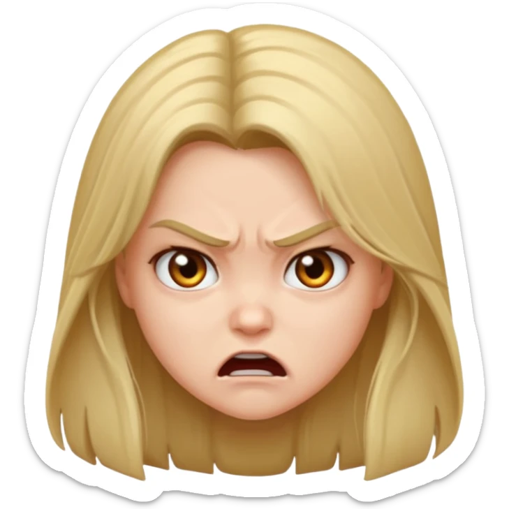 Cute girl face and have a long hair and angry but cutr sticker
