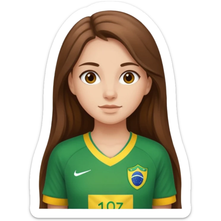 Ragazza pelle bianca, lunghi capelli marroni, maglia del Brasile  sticker