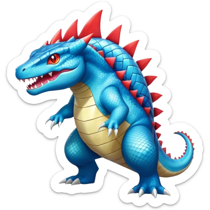 Shiny Exotic Colorful epic Gabite-Salamence-Koraidon-Feraligatr-Fakémon-hybrid-creature (full body)  sticker