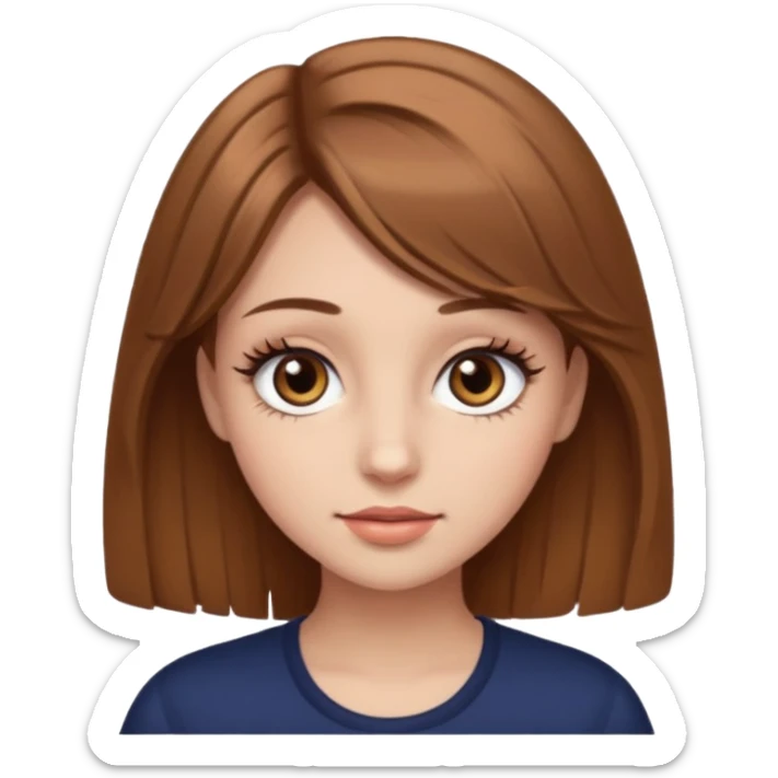  Light brown long hair girl with brown eyes with big eyelashes  sticker