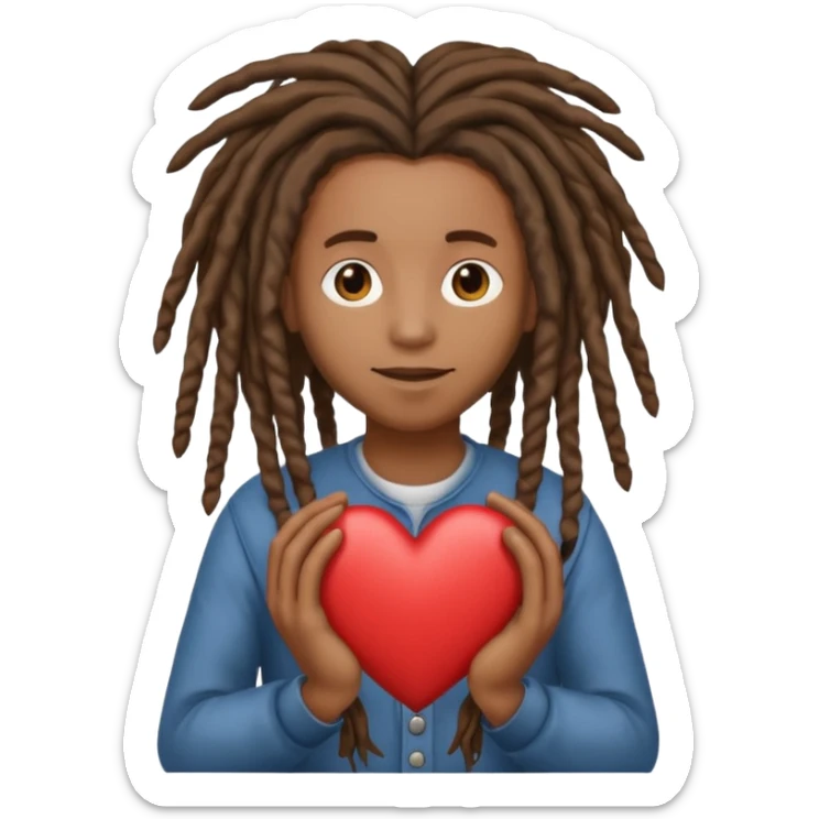 Holding heart out of chest brown skin person with dreads sticker