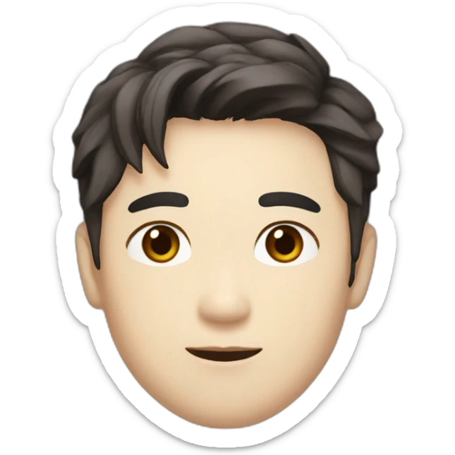 korean male with dark brown hair, looks like a kpop singer, some light stubble beard, straight thin hair sticker